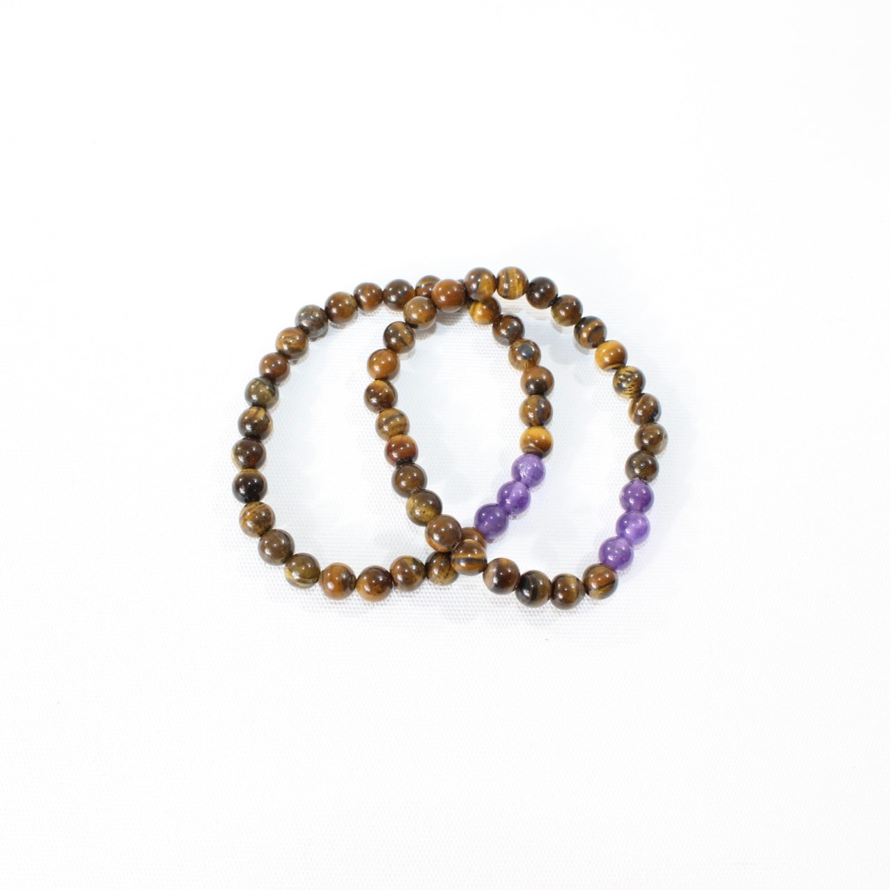 NZ-Made -Tigers Eye & Amethyst Crystal Bead Bracelet. Free express shipping. Buy crystal jewellery online from ASH&STONE crystal jewellery shop Auckland NZ. AfterPay available.