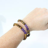 NZ-Made -Tigers Eye & Amethyst Crystal Bead Bracelet. Free express shipping. Buy crystal jewellery online from ASH&STONE crystal jewellery shop Auckland NZ. AfterPay available.