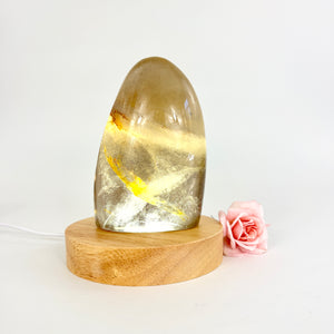 Crystal Lamps NZ: Polished smoky quartz crystal freeform on LED lamp base