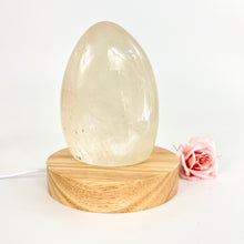 Load image into Gallery viewer, Crystal Lamps NZ: Large clear quartz polished crystal on LED lamp base
