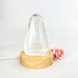 Crystal Lamps NZ: Clear quartz crystal on LED lamp base