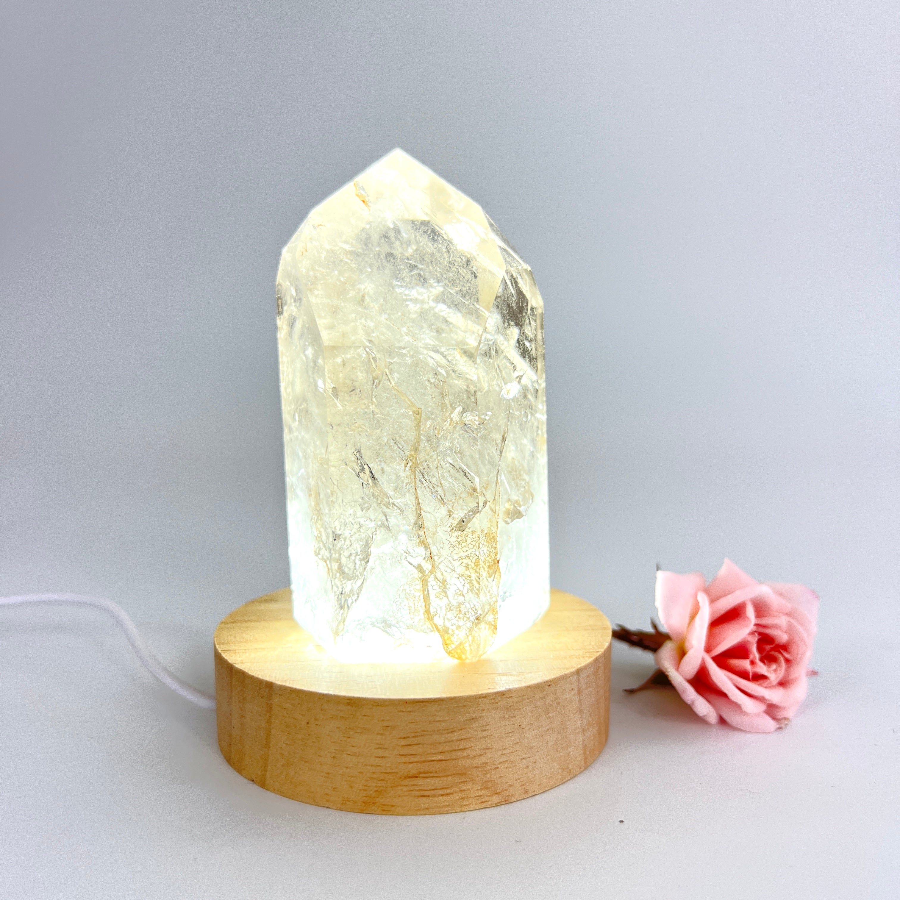 Crystal Lamps NZ: Smoky quartz crystal on LED lamp base