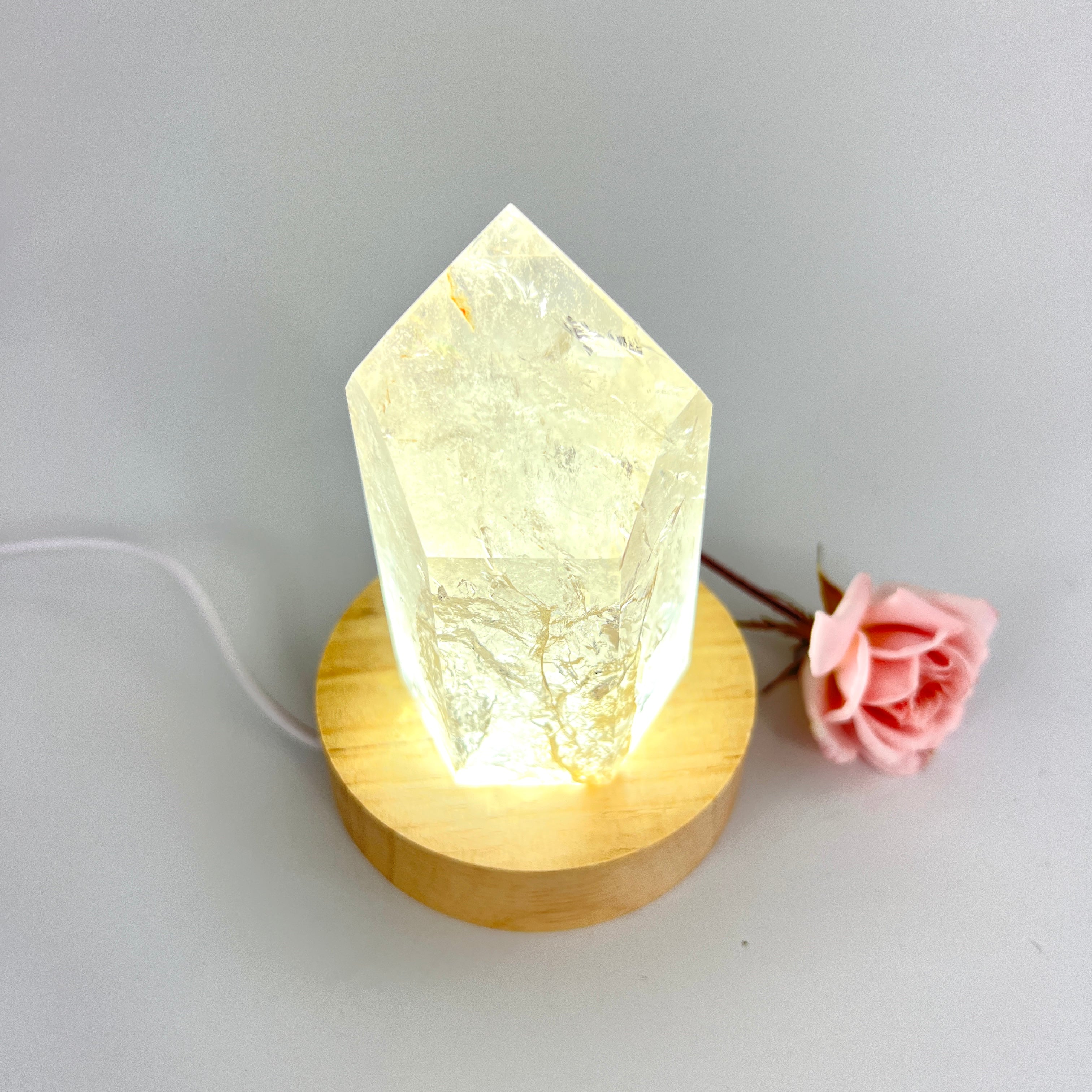 Crystal Lamps NZ: Smoky quartz crystal on LED lamp base