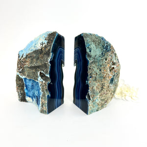 Large Crystals NZ: Large blue agate crystal bookends