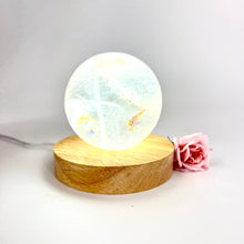 Load image into Gallery viewer, Crystal Lamps NZ: Large clear quartz crystal sphere on LED lamp base
