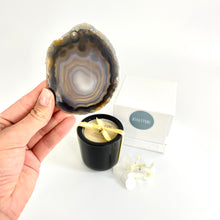 Load image into Gallery viewer, Candles Crystal Packs NZ: Bespoke cacao &amp; sandalwood candle &amp; crystal gift pack
