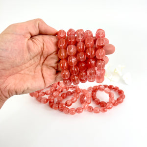 Crystal Jewellery NZ: Strawberry obsidian large nugget crystal bracelet
