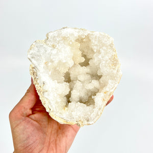 Crystals NZ: Clear quartz crystal geode half 1.1kg