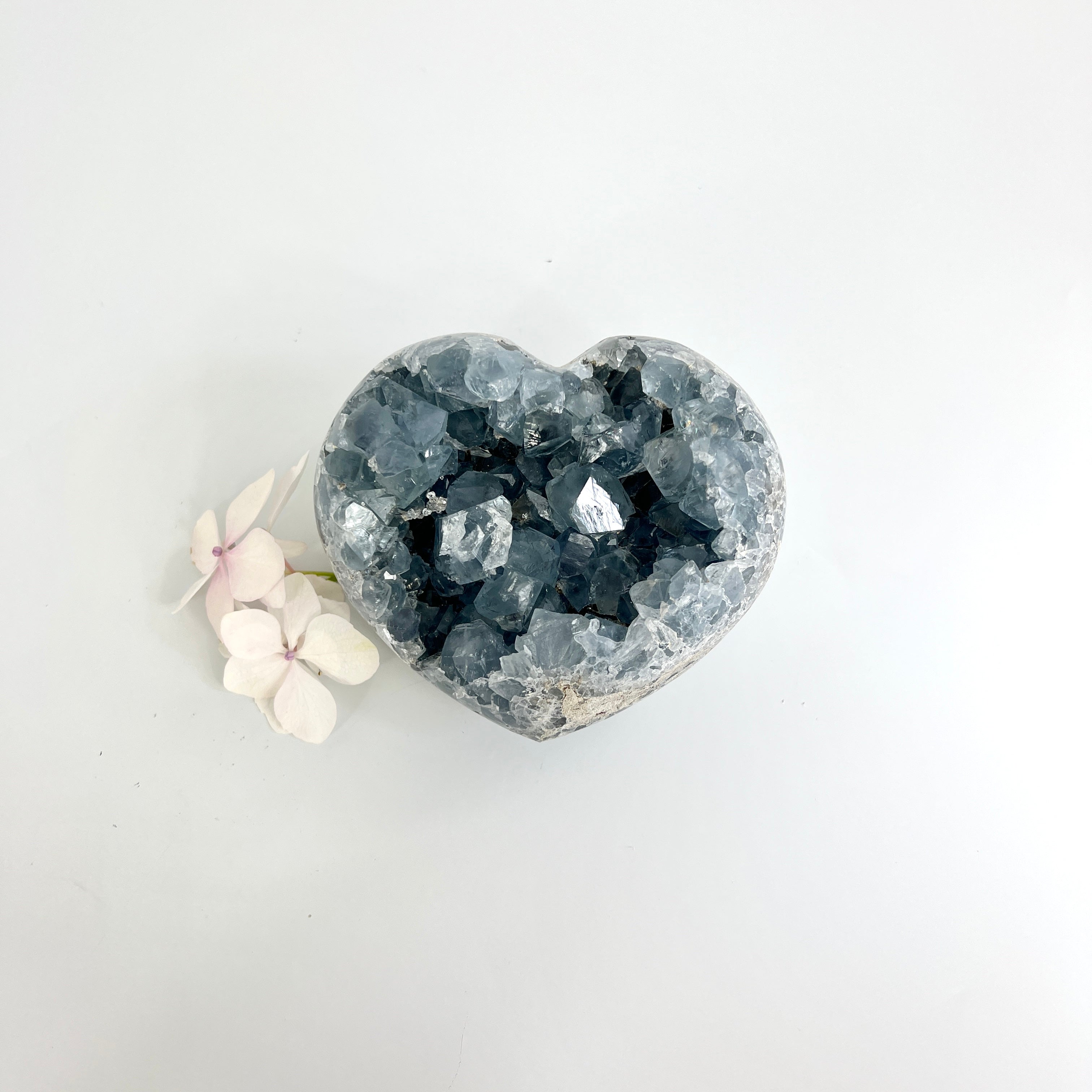 Crystals NZ: Celestite crystal heart 1.49kg