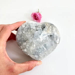 Crystals NZ: Celestite crystal heart 1.18kg