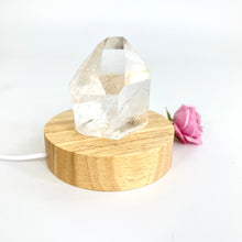 Load image into Gallery viewer, Crystal Lamps NZ: Clear quartz crystal generator on LED lamp base
