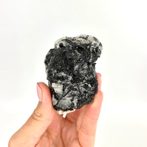 Crystals NZ: A-Grade black tourmaline in quartz crystal chunk