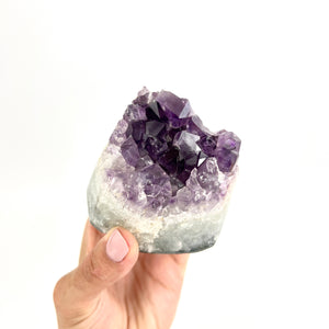 Crystals NZ: Amethyst crystal cluster with polished sides
