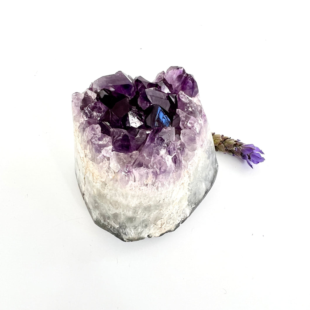 Crystals NZ: Amethyst crystal cluster with polished sides