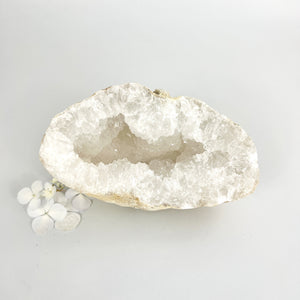 Large Crystals NZ: Large clear quartz crystal geode half 1.68kg
