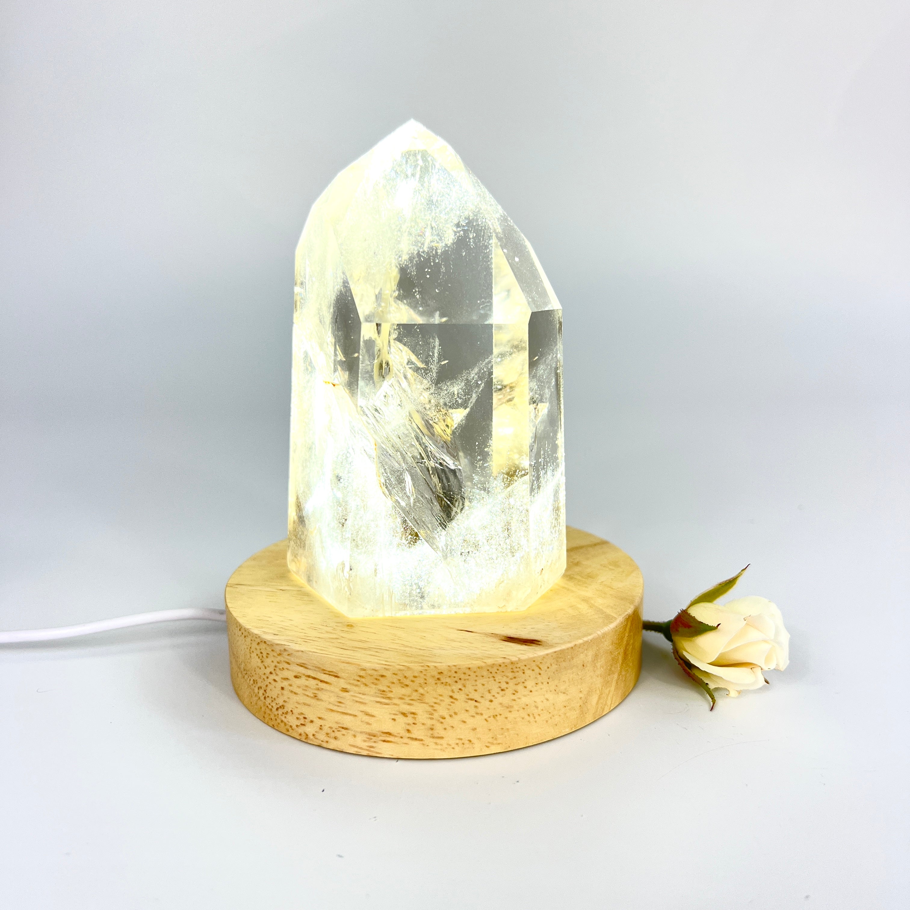Crystal Lamps NZ: Smoky quartz crystal generator on LED lamp base
