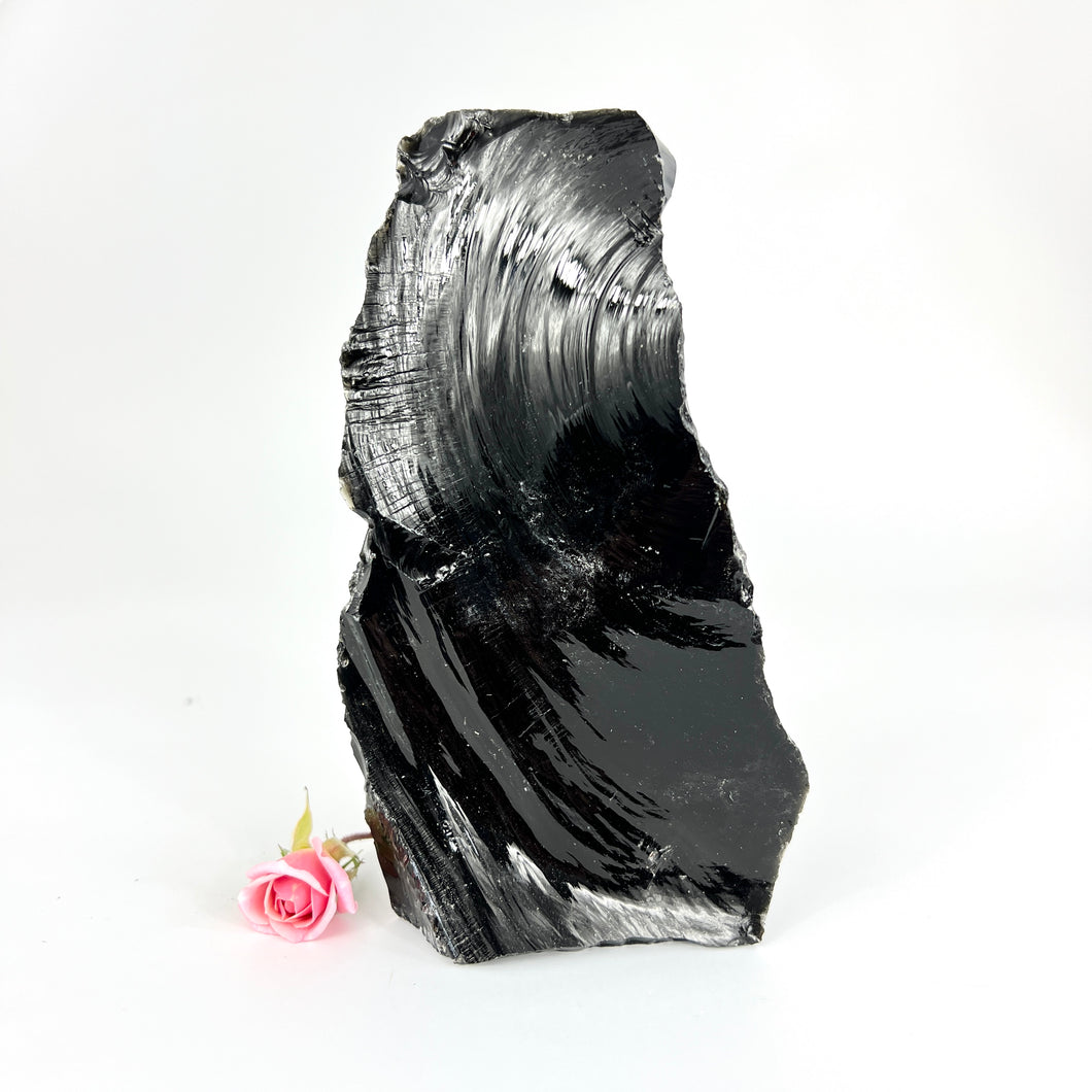 Large Crystals NZ: Large black obsidian with cut base