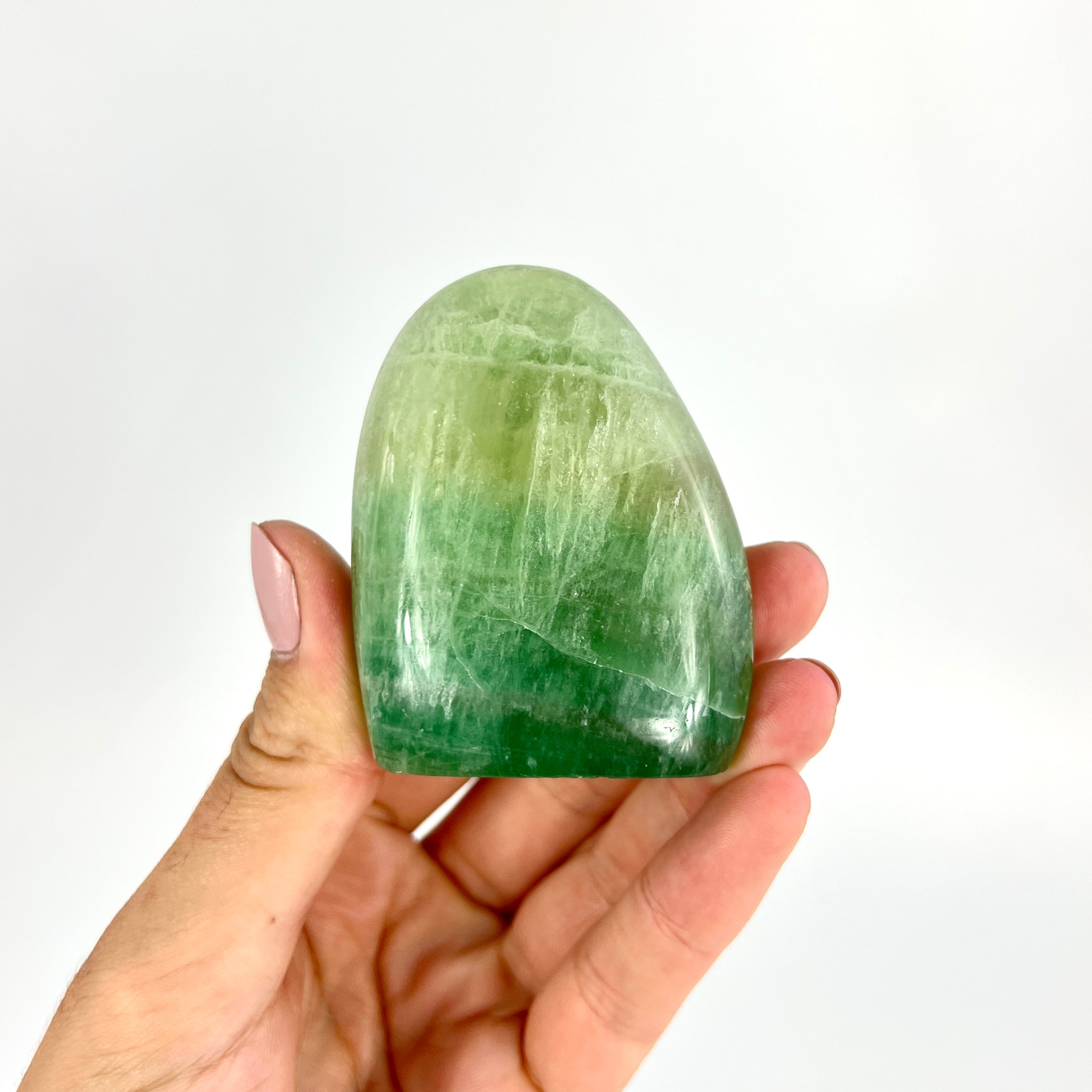 Crystals NZ: Green fluorite crystal polished free form