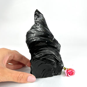 Crystals NZ: Black obsidian cut base