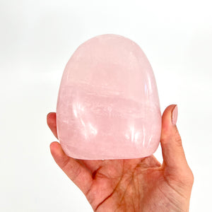 Crystals NZ: Rose quartz crystal polished freeform