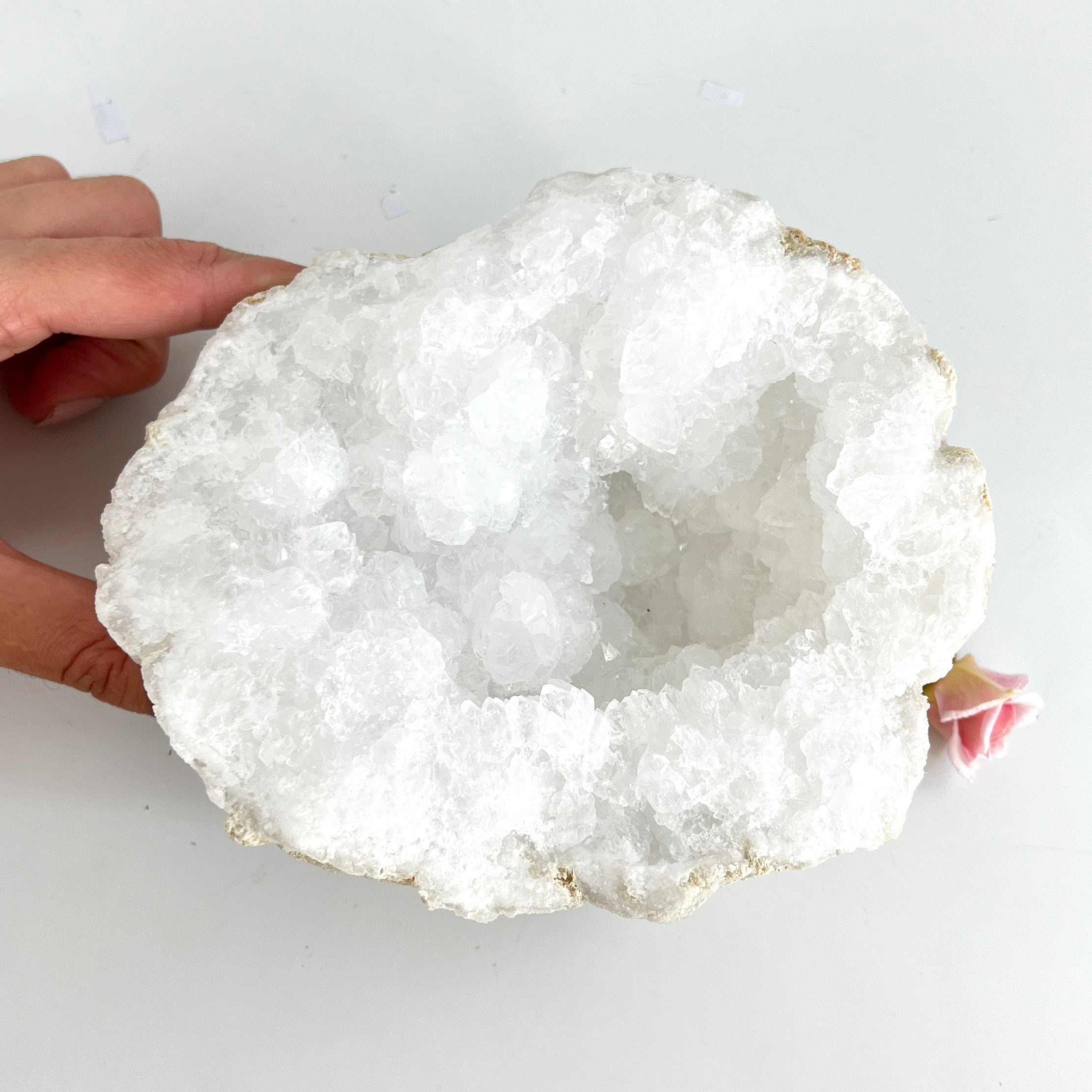 Large Crystals NZ: Large clear quartz crystal geode half 3.1kg