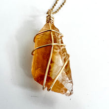 Load image into Gallery viewer, Crystal Jewellery NZ: Honey calcite crystal necklace 22-inch chain
