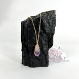 Crystal Jewellery NZ: Bespoke hand-wrapped amethyst crystal necklace 18-inch chain