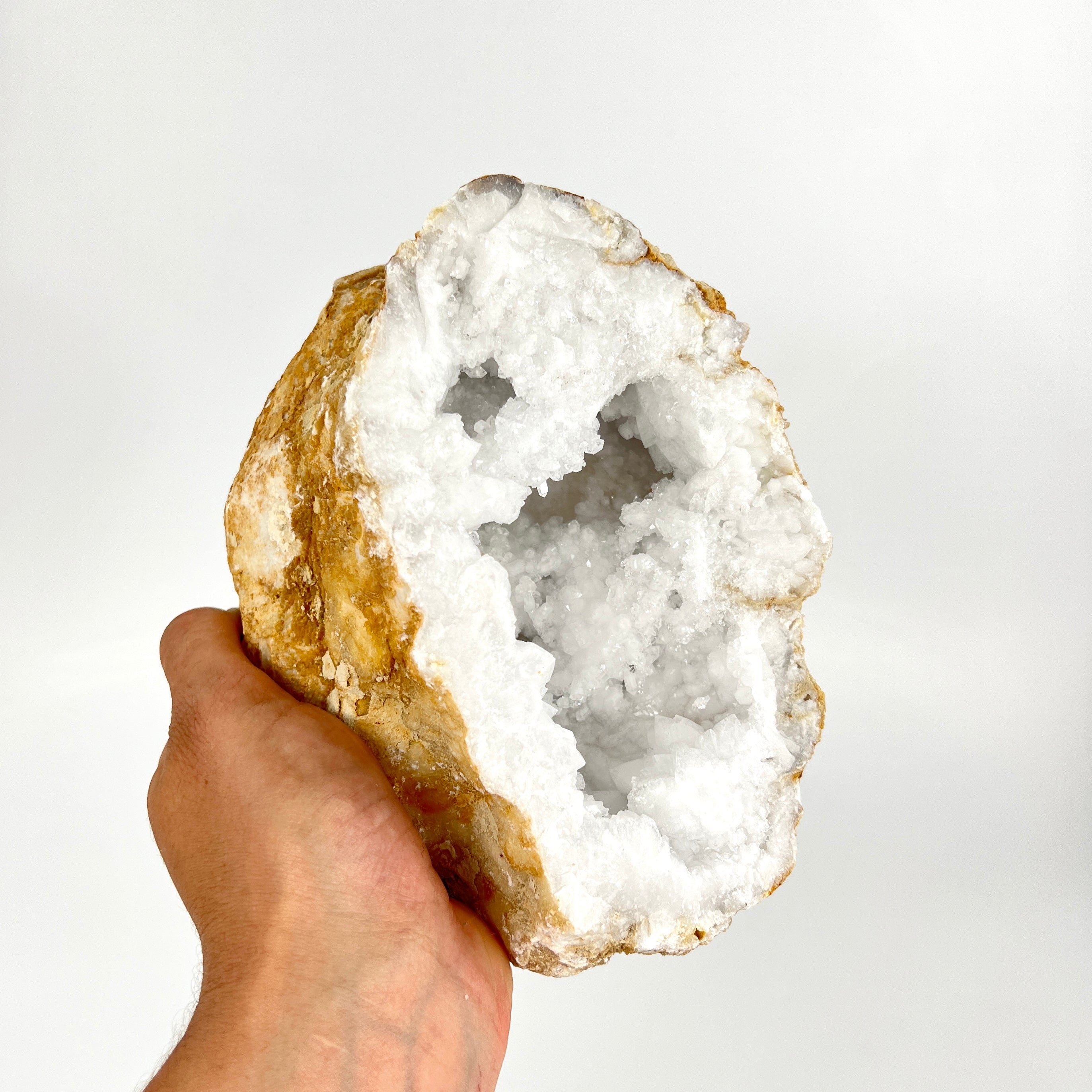 Large Crystals NZ: Clear quartz crystal geode half