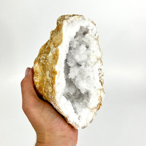 Large Crystals NZ: Large clear quartz crystal geode half