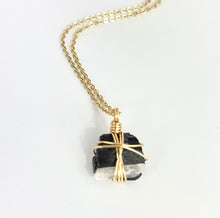 Load image into Gallery viewer, Crystal Jewellery NZ: Bespoke black tourmaline in quartz crystal necklace 18-inch chain
