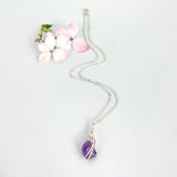 Crystal Jewellery NZ: Bespoke hand-wrapped amethyst crystal necklace 16-inch chain