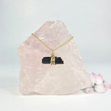 Crystal Jewellery NZ: Bespoke black tourmaline in quartz crystal necklace 16-inch chain