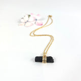 Crystal Jewellery NZ: Bespoke black tourmaline in quartz crystal necklace 16-inch chain