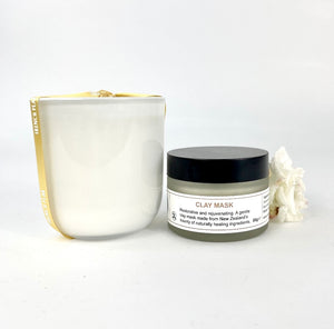 Candle & skincare gift pack NZ: Clay mask pamper pack