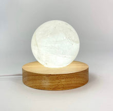 Load image into Gallery viewer, Crystal Lamps NZ: Clear quartz crystal sphere on LED lamp base
