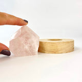 Crystal Lamps NZ: Rose quartz crystal lamp on LED wooden base