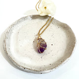 Crystal Jewellery NZ: Bespoke hand-wrapped amethyst crystal necklace 20-inch chain