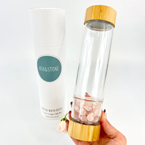Crystal Water Bottles NZ: ASH&STONE rose quartz crystal water bottle