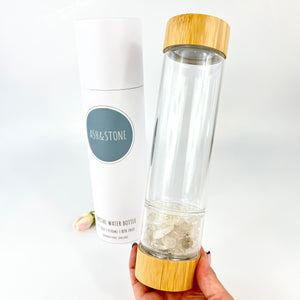 Crystal Water Bottles NZ: ASH&STONE clear quartz crystal water bottle