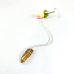 Crystal Jewellery NZ: Bespoke natural citrine crystal necklace 20-inch chain (rare)