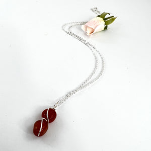 Crystals NZ: Bespoke carnelian crystal necklace 18" chain