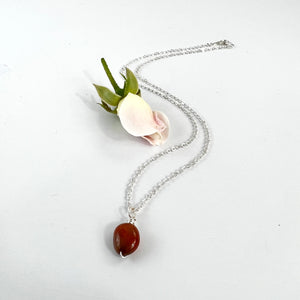 Crystal Jewellery NZ: Bespoke carnelian crystal necklace 16" chain