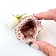 Load image into Gallery viewer, Pink amethyst crystal geode half | ASH&amp;STONE Crystals Shop Auckland NZ
