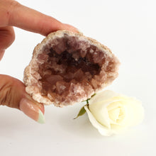 Load image into Gallery viewer, Crystals NZ: Pink amethyst crystal geode half
