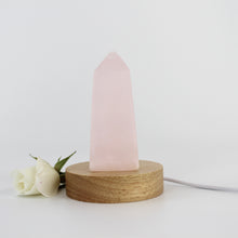 Load image into Gallery viewer, Crystal Lamps NZ: Mangano calcite crystal lamp on LED wooden base
