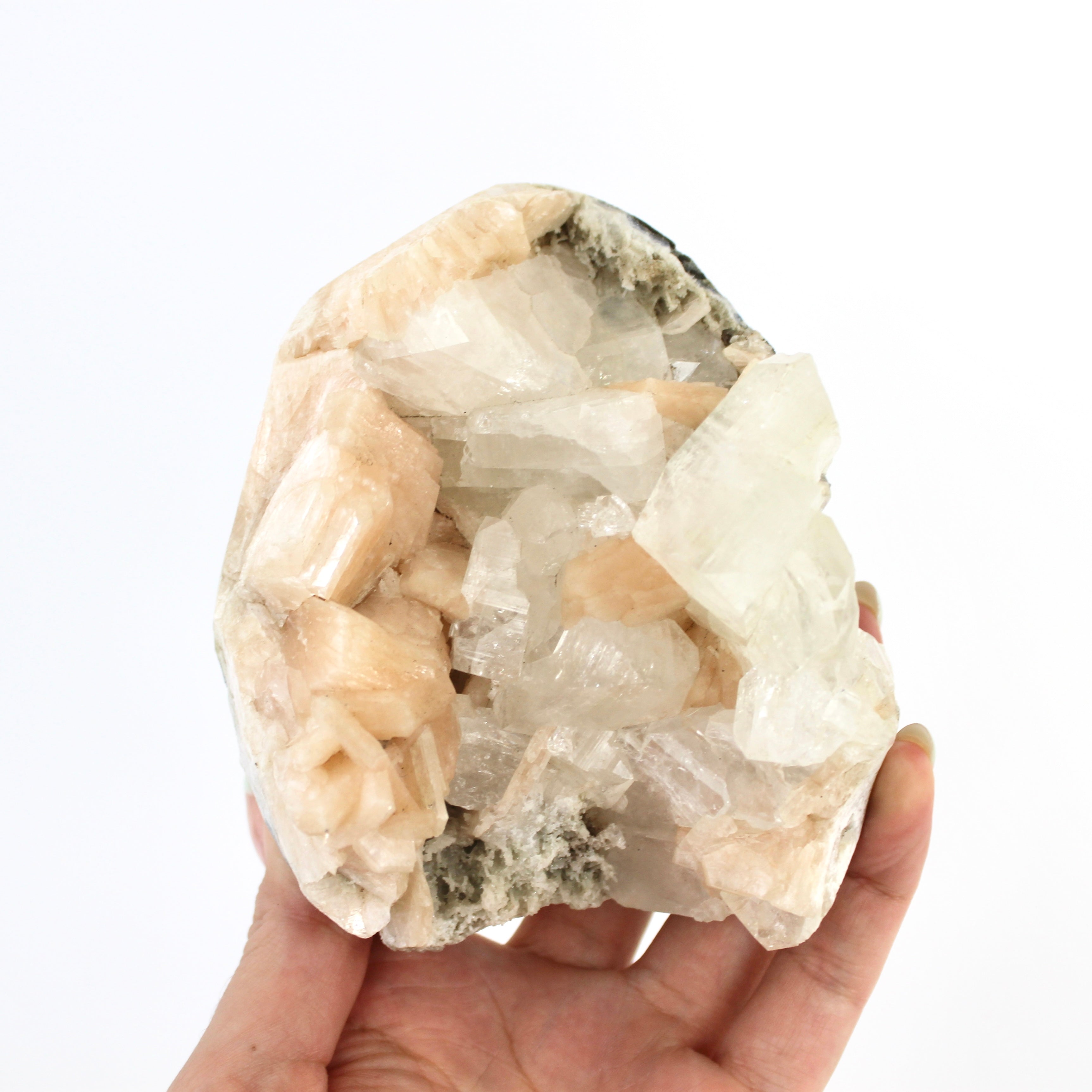 Crystals NZ: Apophyllite crystal cluster with stilbite