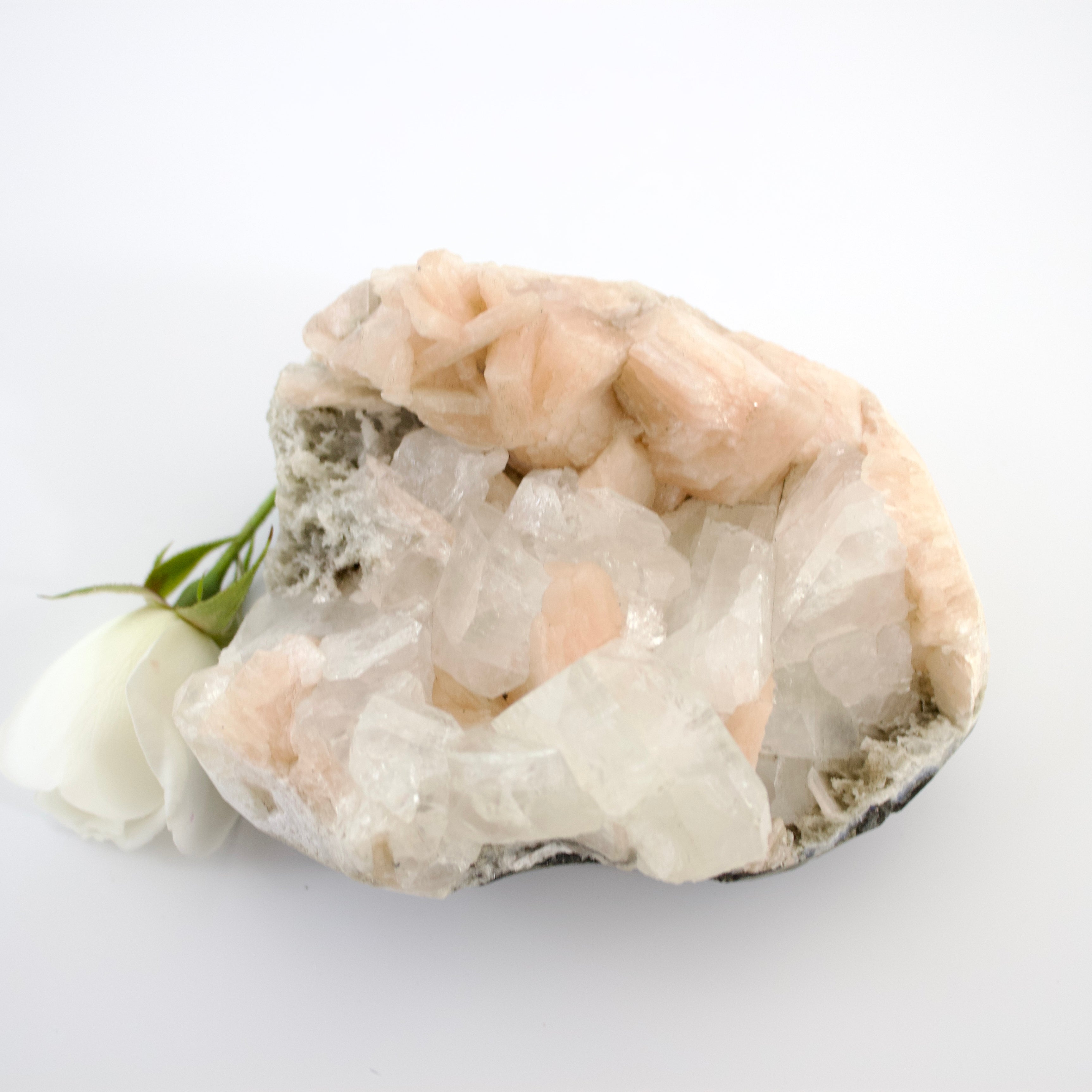 Crystals NZ: Apophyllite crystal cluster with stilbite