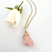 Load image into Gallery viewer, Crystal Jewellery NZ: Bespoke rose quartz crystal necklace 18-inch chain
