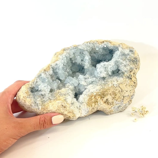Large celestite crystal geode - 4.01kg | ASH&STONE Crystals Shop Auckland NZ