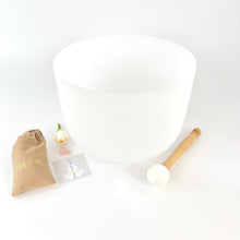 Load image into Gallery viewer, Crystal Singing Sound Bowls NZ: Heart chakra 10&quot; quartz crystal singing bowl | Perfect Pitch
